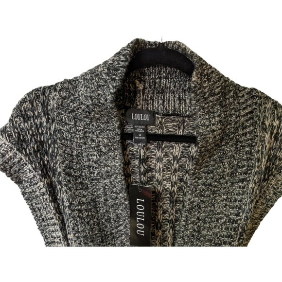 LouLou Womens Long Black Knitted Sleeveless Cardigan Sweater Vest Size Med NEW - Picture 3 of 9